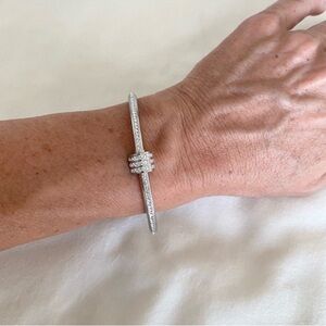 Sparkling Pave Silver Bangle Bracelet New NWT